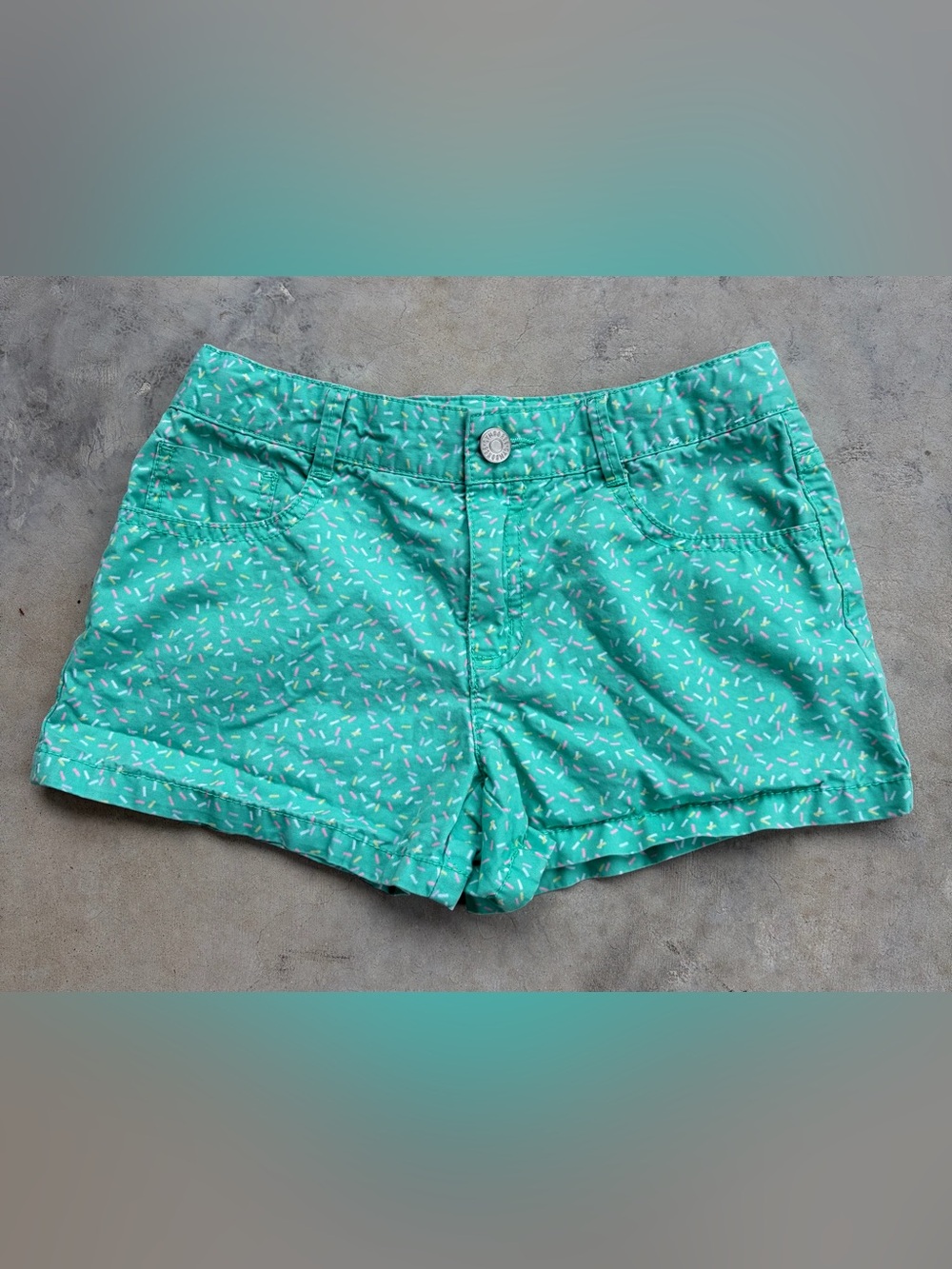 Gymboree - Mint Green, Pastel Confetti Printed Shorts - Size 10